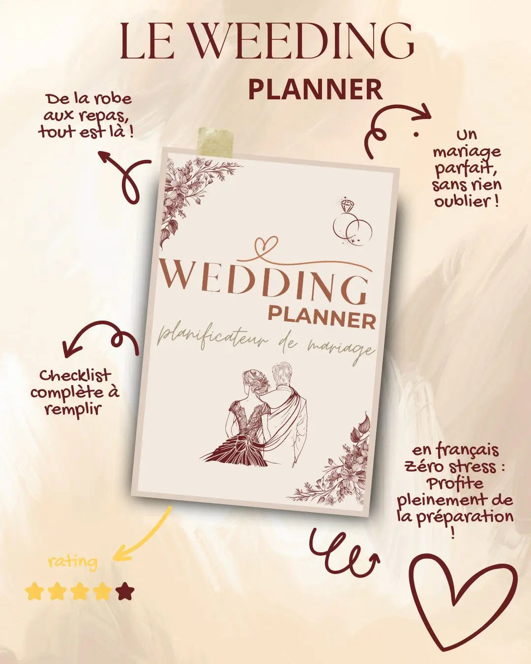 weeding planner ,planificateur de mariage (Livre) BLOSSOM HIDADJESS