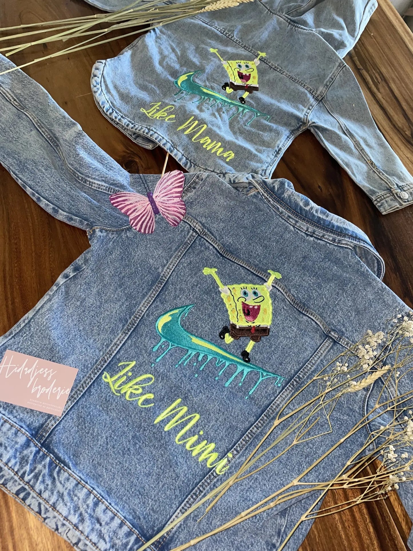 Veste en jean brodée & personnalisée pour enfant BLOSSOM HIDADJESS