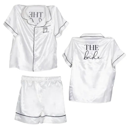 Pyjama en satin short brodé - Le cadeau parfait pour une EVJF ou une Bride Party BLOSSOM HIDADJESS