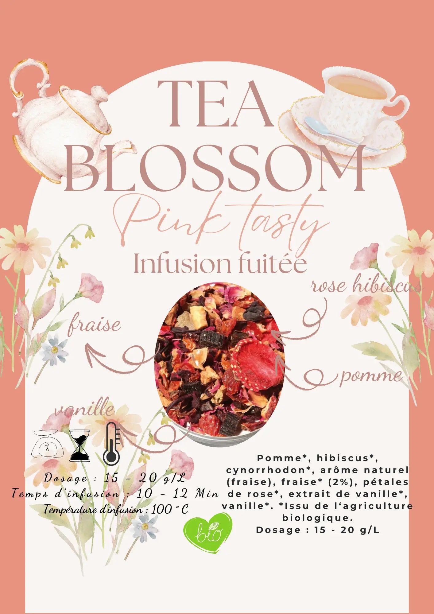 Infusion fruitée " pink tasty" BLOSSOM HIDADJESS