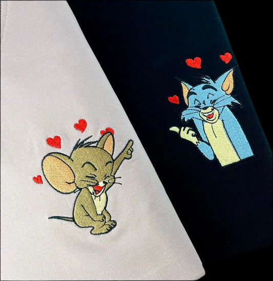 Sweat-shirt brodé couple Tom et jerry BLOSSOM HIDADJESS