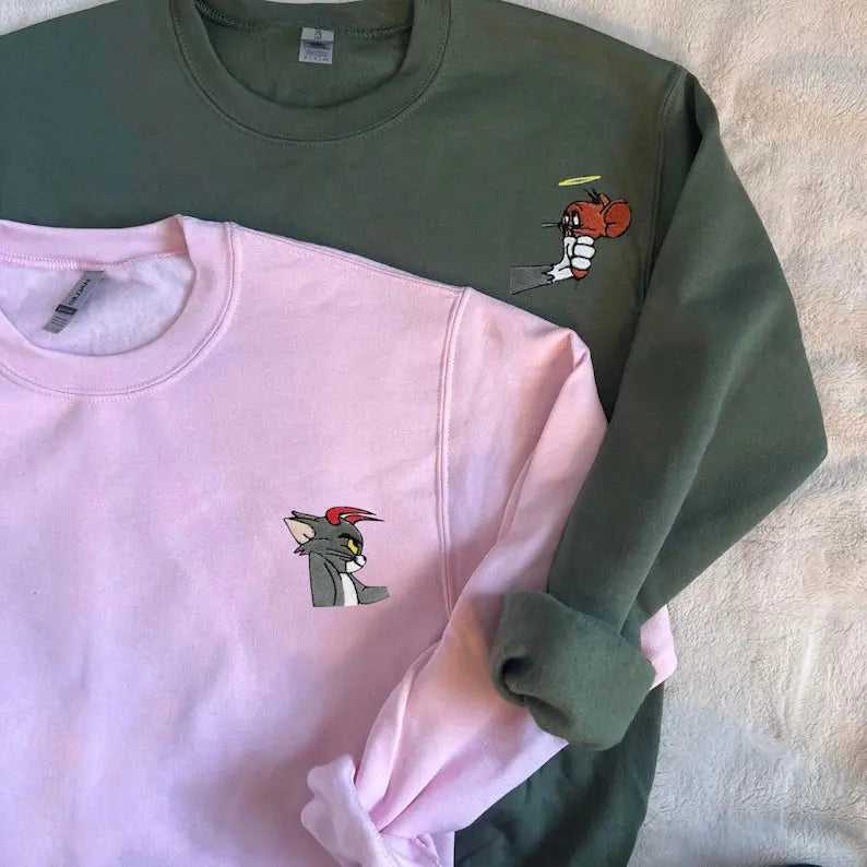 Sweat-shirt Tom et Jerry brodé pour adultes BLOSSOM HIDADJESS